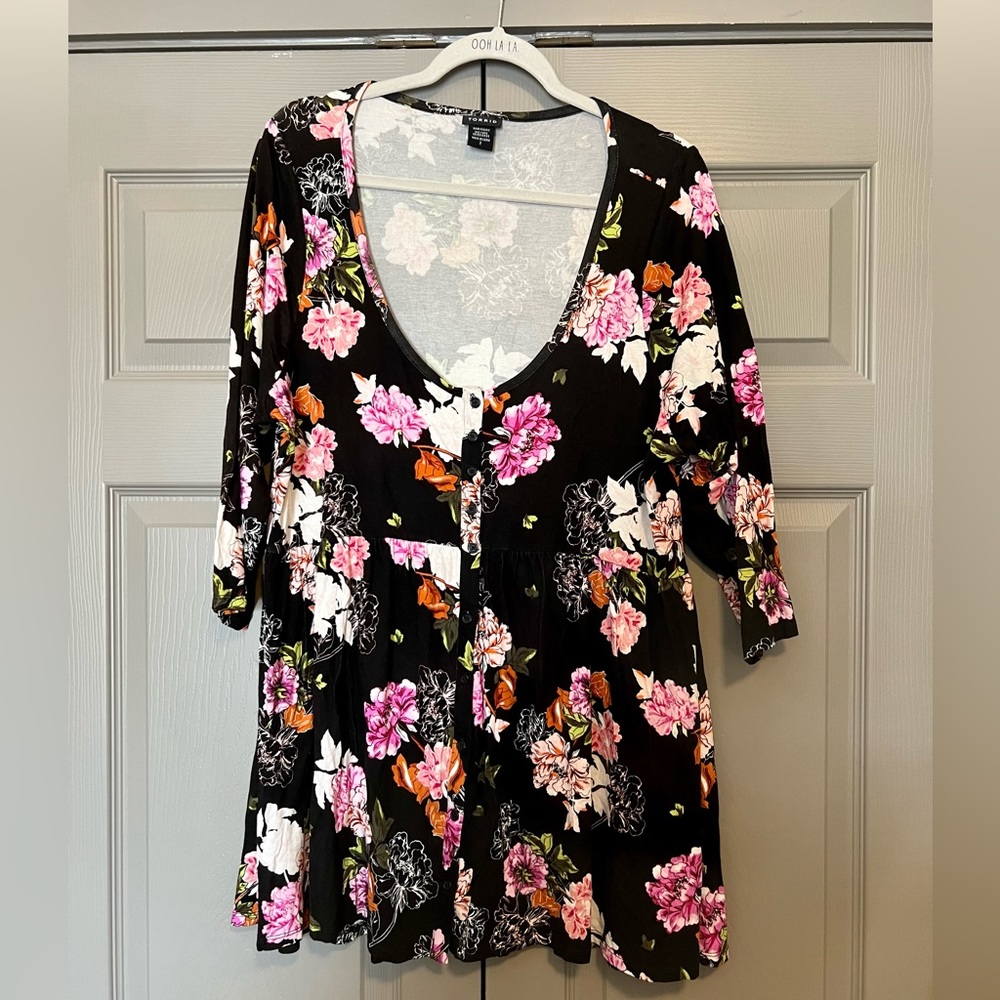 Torrid Black Floral Top